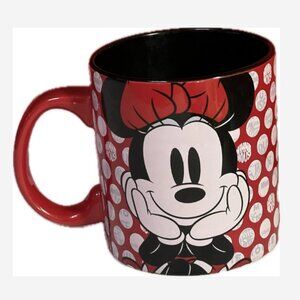 Disney Minnie Mouse Ceramic Coffee Mug Cup 12 oz Red & Black & White Polka Dot